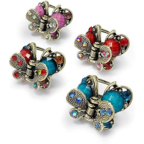 Kavya® Pinzas para el pelo con diseño de mariposa y flores antiguas Cover