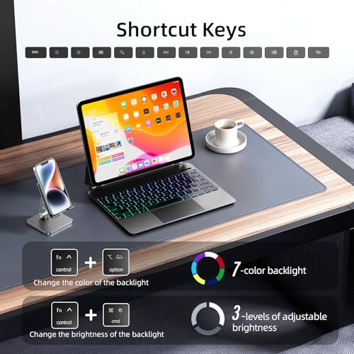 Image of CSZZACME for iPad Pro 13 inch M5 2025 & M4 2024 case with Keyboard M4,Magnetic Attach,Multi-Gesture Trackpad,7-Color Backlit,Shortcut Keys,Auto Sleep /Awake,Magic Keyboard for iPad Pro 13-inch, Black