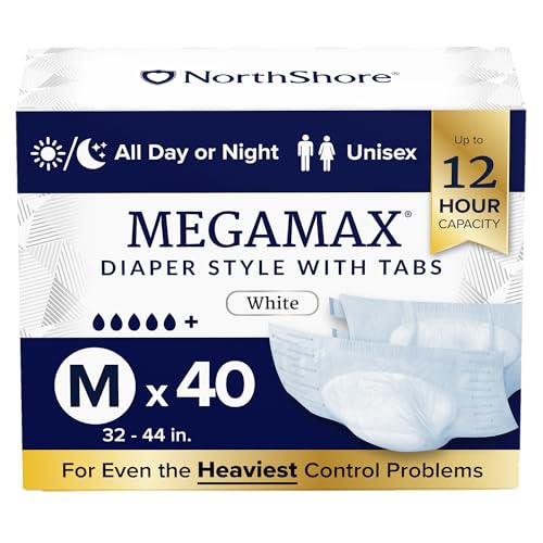 NorthShore MegaMax 12-Hour HBL Adult Diapers White Medium 40 Count
