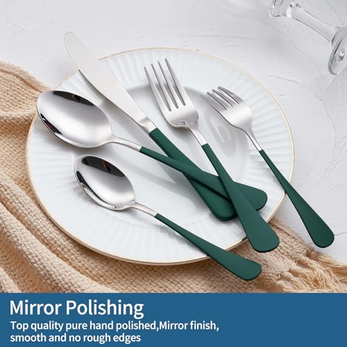 20-Piece-Green-Silverware-Set-180-Stainless-Steel-Flatware-Green-Handle-Cutlery-Set-Service-for-4-Dinner-Knives-Forks-Spoons-Set-Mirror-Finish-Dishwasher-Safe