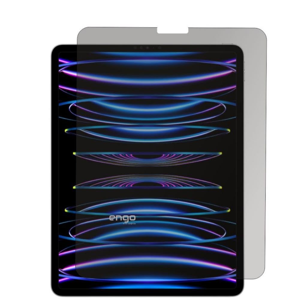 Engo Apple iPad Pro 6. Nesil 12.9 İnç İle Uyumlu Hayalet Ekran Koruyucu, Yandan Görünmeyen Anti-Spy Gizlilik (Privacy) Koruması, 9H Temperli Nano Kırılmaz Esnek Cam, Parlama Ve Parmak İzi Önleyici