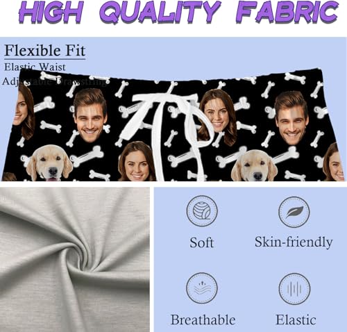 Custom Pajama Pants for Men Women, Personalized Face Photo Sleepwear Bottom,Customized Christmas Pj Trousers Gifts4