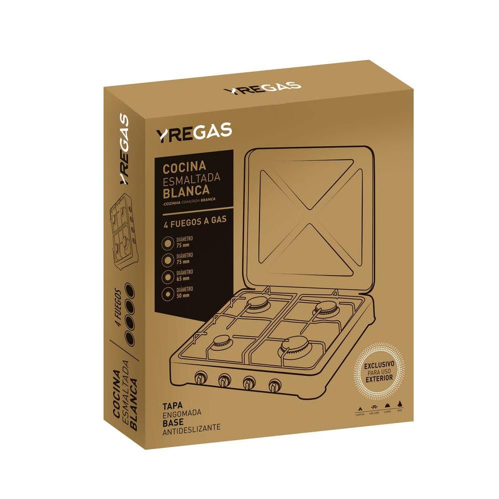 COCINA GAS ESMALTADA BLANCA 4 FUEGOS