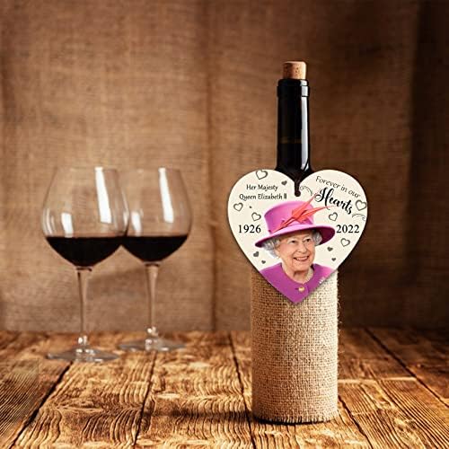 Queen Elizabeth II Hanging Ornaments,Elizabeth Queen II Memorial Heart Hanging Plaque Wooden Hanging Hearts Creative Souvenirs Ornament for the Queen,Christmas Xmas Tree Decoration Bauble