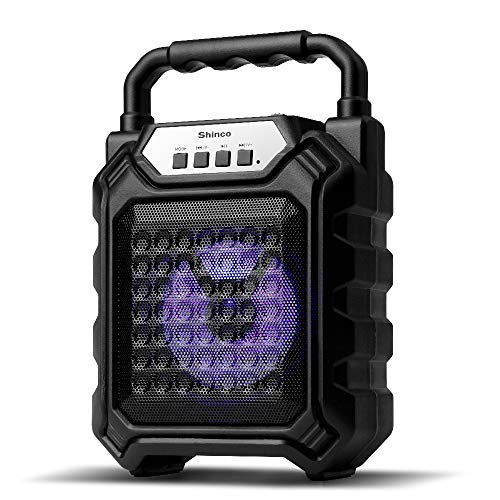 Shinco Portable Bluetooth Speaker with Colorful LED Light, Rich Bass, MP3 Player, TF Card, USB Input, AUX Line-in, 66 ft Wireless Range, Perfect for Home Audio Entertainment and Outdoor
