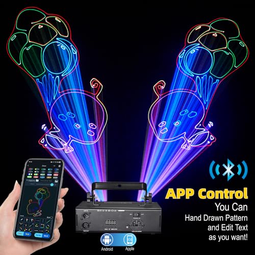 Image of DJ Laser Light with App Control, 3D Animation Stage Laser Machine Projector, Support Custom Drawing, Text Playback, Personalized Program, DMX Music Sound & Remote Laser for Party, Disco, Club, Bar