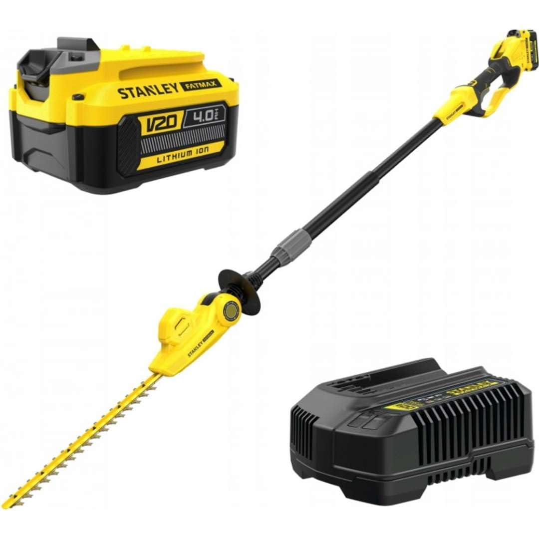 STANLEY FATMAX SFMCPH845M1-QW, nożyce do żywopłotu z akumulatorem litowym, długość ostrza 45 cm, obrotowa głowica, ergonomiczny uchwyt 18 V 4,0 Ah, kolor żółty