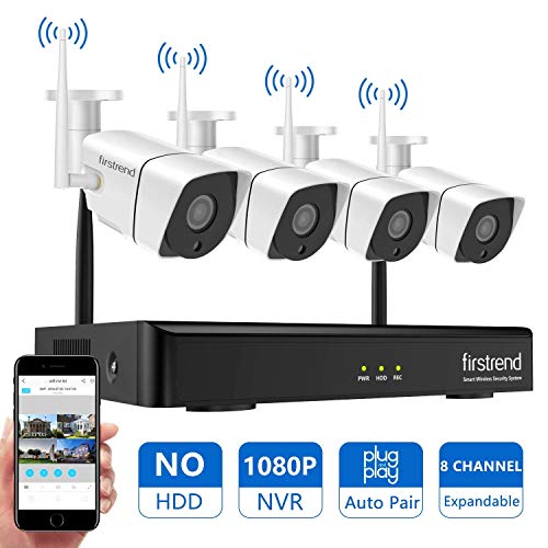 Home Security Camera System Wireless 1080P NVR with 4pcs 720P HD Cameras 65ft