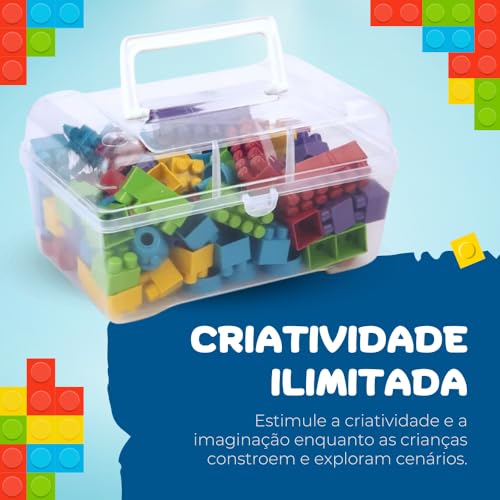 Kit Brinquedo Maleta Com Bloco De Montar Educativo 85 Peças Vaceli