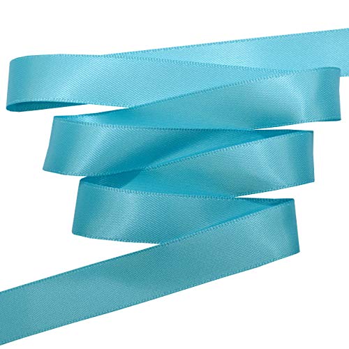 Image of Morex Ribbon 08816 /50-317 Double Face Satin Ribbon, 3 /8 inchx 50 Yd, Misty Turquoise