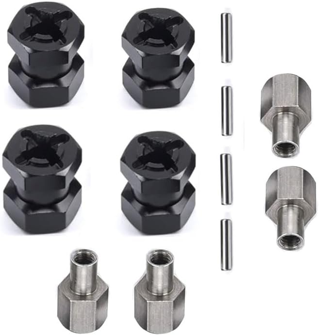 RC Remote Control Car Hex Tire Coupler 12mm Hub Hex Drive Hub Combination Joint Aluminum 15mm Offset Extension for SCX10 1/10 1/12 Scale Off-Road Vehicle Parts Extension