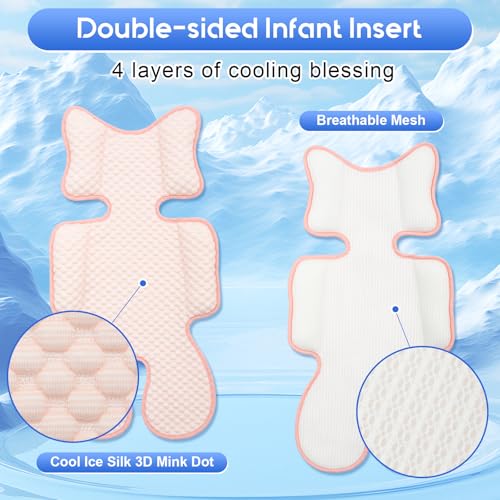 Image of Baby Car Seat Cooling Pad, Mink Dot Carseat Cooler Mat for Girls Boys, Stroller Pad with 3D Breathable Mesh, Multifunctional Infant Insert Liner for Summer