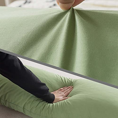 WhatsBedding Memory Foam Body Pillow with Breathable Zippered Cotton Cover, Full Body Pillow for Adults, Long Pillow for Sleeping, Firm Pillow Fluffy Supportive - Sage Green