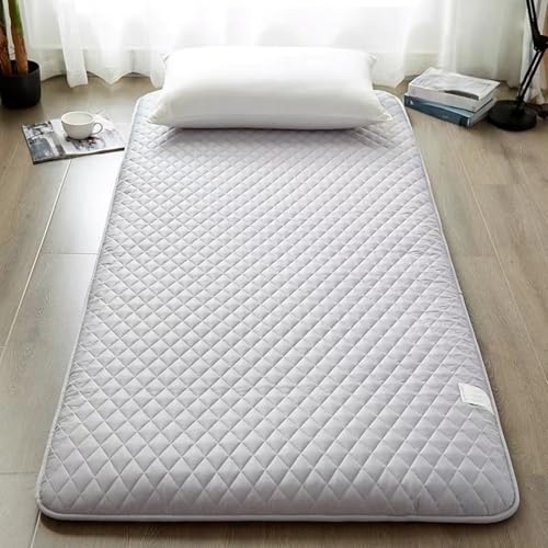 Colchón de futón japonés grueso, cama enrollable plegable suave y de apoyo, color gris, 90 x 200 cm, perfecto para fiestas de pijamas, camas de invitados y soluciones de ahorro de espacio