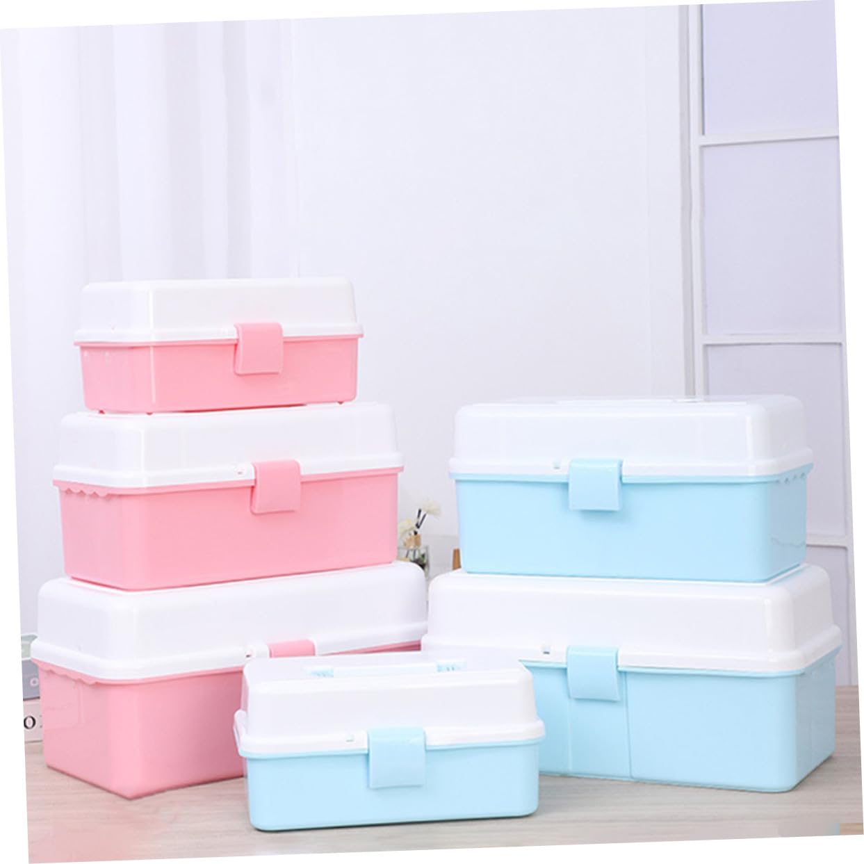 Caja Organizadora para Herramientas de Arte Diseño de Separación en Capas, Material Pp Rosa, Clasificación Clara y Almacenamiento Pequeño para Camping y Mudanzas