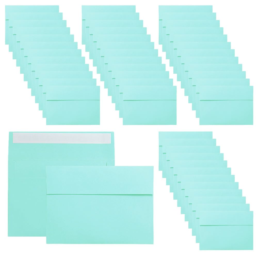 ZSUIQIN 50 x Business Envelopes(Light Blue) - 18.3 x 13.1 cm - Self-Adhesive - Peel and Seal Wallet Envelopes, Light Blue Envelope for Wedding, Party Invitations, Greeting Cards, Announcements