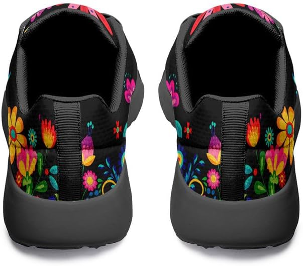 Womens Floral Walking Shoes Love Heart Print Mesh Breathable Comfort Walking Sneaker Sports Athletic Training Tennis Shoes