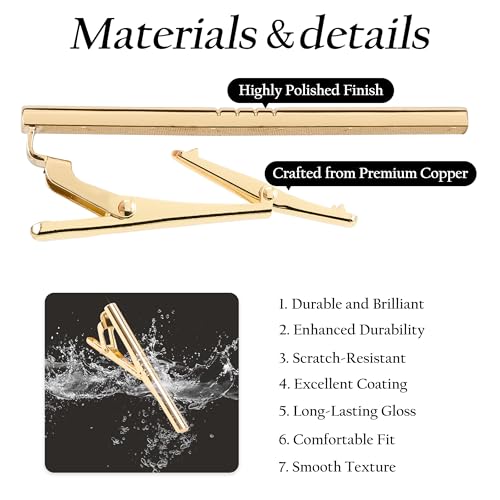 Tie Clips for Men, 10 Pcs Smooth Tie Bar Set, Silver Pisa Corbatas de hombre, Gift Boxed, Ideal for Wedding, Anniversary3