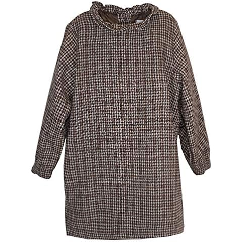 PHLONA Toddler Girls' Ruffle Sweater Dress (Ivory Brown, 4-5 Years) Cover
