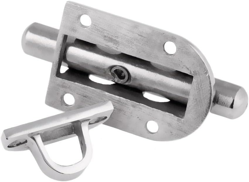 Almencla 2pcs 316 Stainless Steel Slide Latch Gate Latches Barrel Bolt Safety Door Lock, 2.3 inch 60mm, Silver