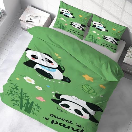 Housse de couette panda fermeture éclair pour un lit enfant facile à border