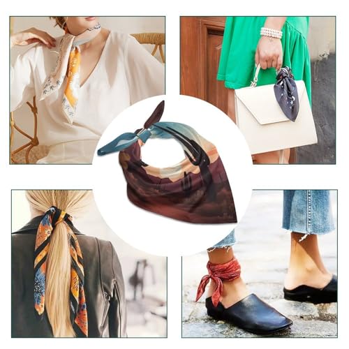 Silk Like Head Scarf for Women Square Breathable Neck Scarf Desert With Cactus Satin Bandanas Fashion Silk Feeling Scarfs Boho Headwear Sleeping Hair Scarfs 18"×18"4