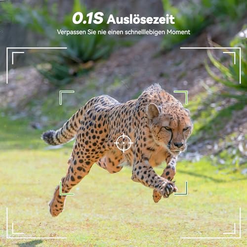DEATTI Wildkamera mit Handyübertragung APP, 4K 48MP HD WLAN Bluetooth Wildkamera mit Bewegungsmelder Nachtsicht, 120 °Weitwinkel Wildtierkamera, IP66 Wasserdicht, 32GB SD Karte und 8*AA-Batterien