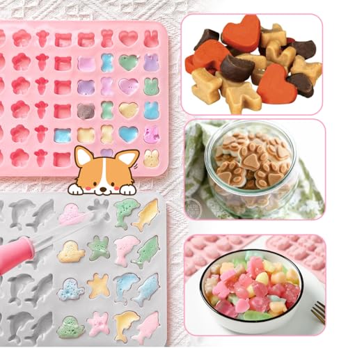 4 Stück Backmatte Hundekekse, Silikon Backmatte für Hundeleckerlies, Backmatten für Hundeleckerlies mit Teigschaber & Backpinsel, BPA-frei Hundebackmatten Silikon für DIY-Hundekekse und Schokolade