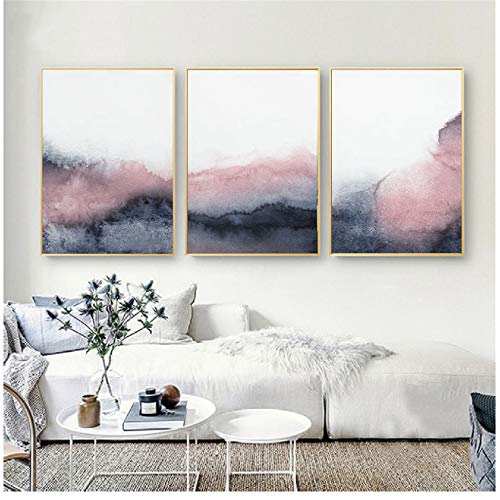 juntop Affiches et Impressions Rose Noir et Gris Art Abstrait Toile Peinture Chambre décor à la Maison Photos Nordiques 30x40 cm / 11,8"x 15,7" sans Cadre-1