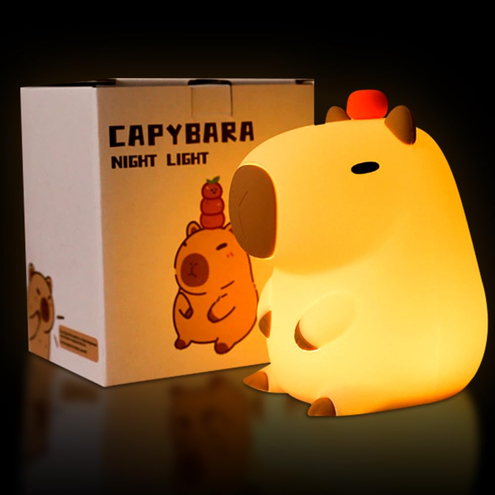 Capybara Night Light, LED Touch Lamp Soft Silicone Light 7 Colors Lamp Rechargeable Touch Lights with Timer Soft Silicone Nightlight Animals Silicones Lamps Up for Toddler Bedroom and Room Decor