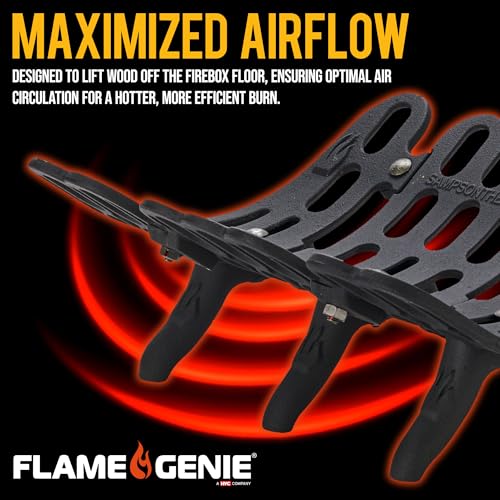 Flame Genie Fireplace Grate - Self-Feeding Fireplace Tools, Wood Stove Accessories, Fire Logs, Fireplace Grates, 2 ¾\" Leg Clearance - G500-20-BX