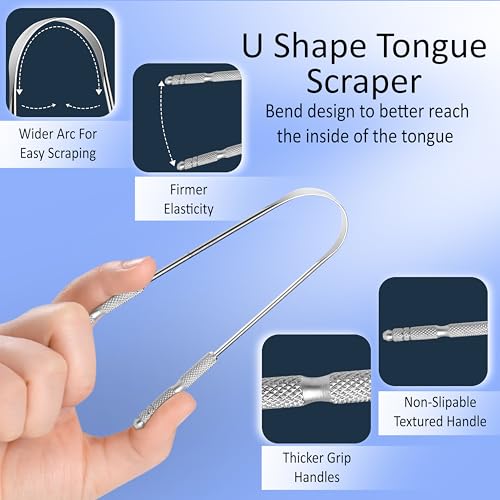 Tongue Scraper Metal Stainless Steel Tongue Scrapers for Adults Restore Fresh Breath Improve Taste and Oral Health with our tongue cleaners suitable for Men & Women Personal Hygiene - Tongue scraper 2 - Image 6