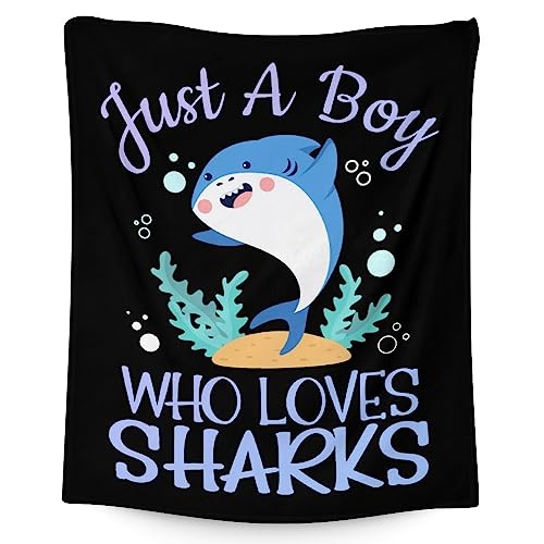 Shark Blanket Gifts - 60"x80" Cute Throw Blanket for Boys - Black Soft Fuzzy Blankets for Bed, Couch & Living Room