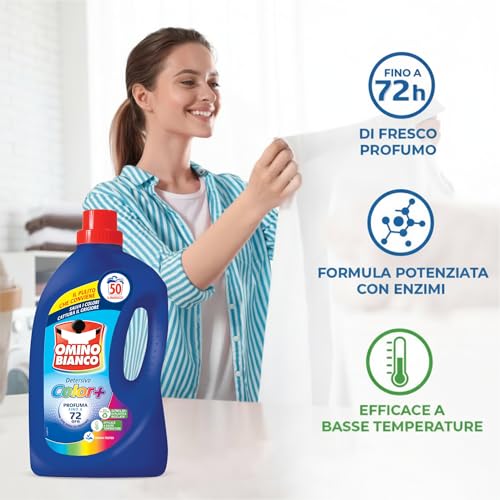 Omino Bianco - Detersivo Lavatrice Liquido Color+, 50 Lavaggi, Specifico per Capi Colorati, Tecnologia Salva i Colori e Cattura il Grigiore, 2000 ml - Immagine 3