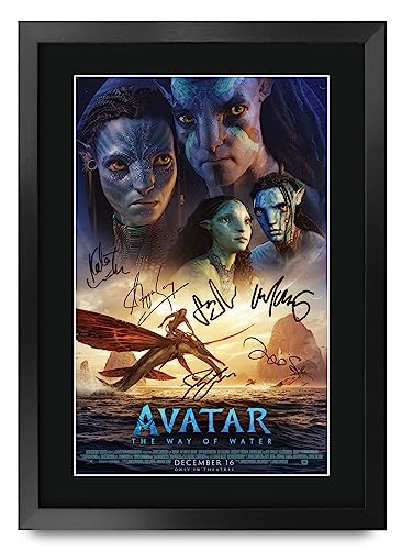 HWC Trading FR A3 Avatar 2 Way of the Water Los Regalos Imprimieron El Cartel Firmaron La Imagen Del Autógrafo Para Los Fans De La Memorabilia De La Película   A3 Enmarcado