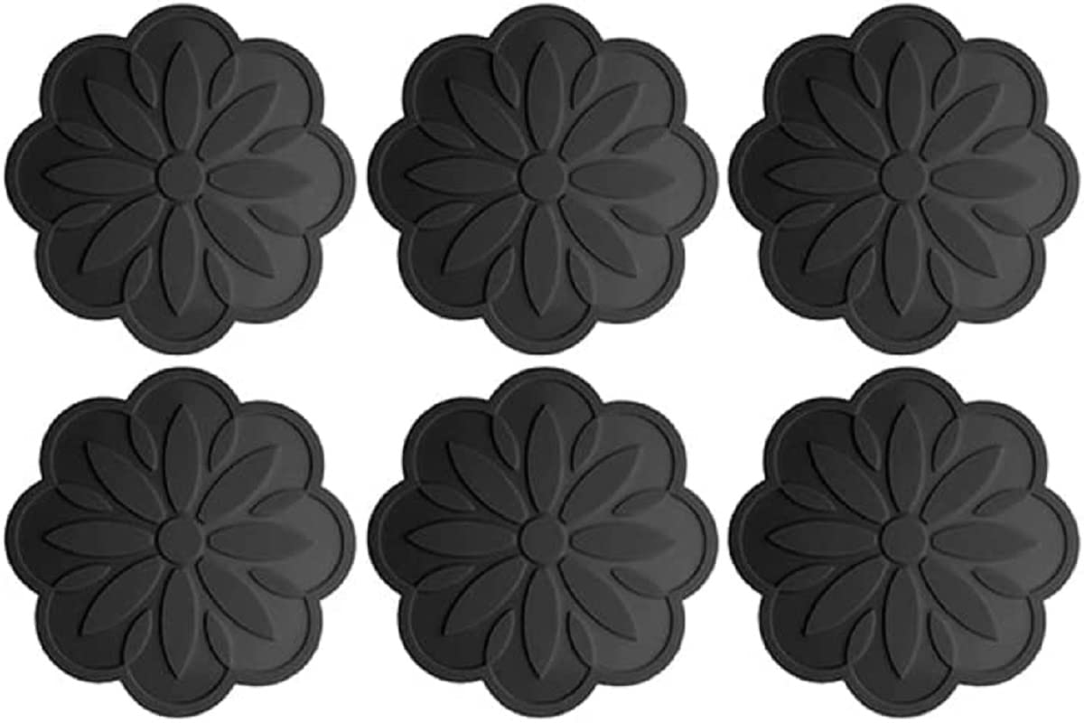 TASKHOUSE Silicone Trivet Mat Hot Pot Holders & Hot Pads for Table and Countertop Pans (Pack of 6 - Black)