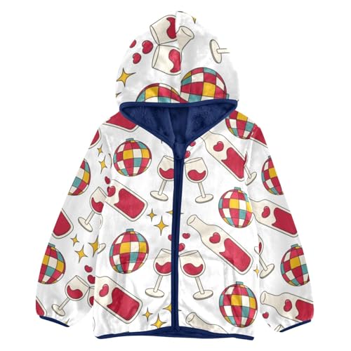 Romantic and Love Elements Girls Fleece Jacket Girls Fall Jacket Girls Zip Up Hoodie Girls Sherpa Jacket 2-10T