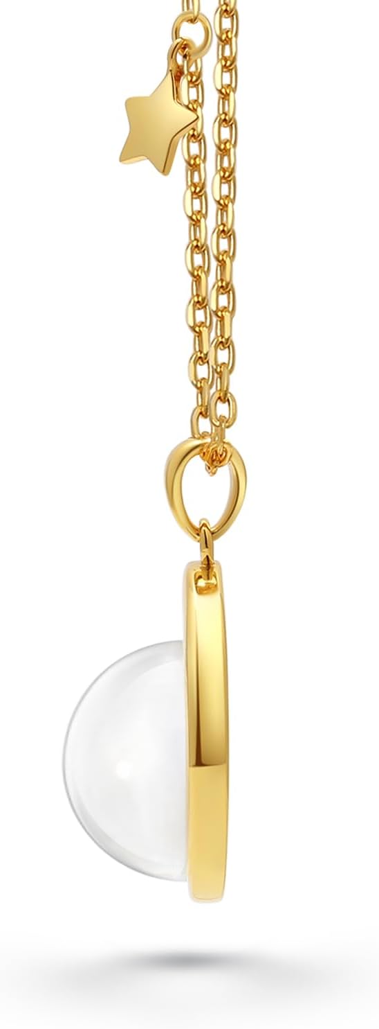 Authentic Moon Rock Crescent Series Necklace (From Lunar Meteorite NWA 11788) - 18K Gold ewelry for Women with Adjustable Chain by Space & Meteorite