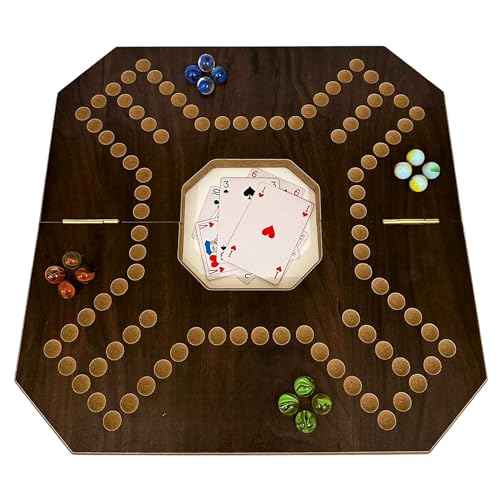 Image of Tickles Jackaroo Foldable Wooden Marble Chase Strategy Board Game | 2-4 Player Indoor Party Family Card & Competitive Game for Kids & Adults (Ages: 8 Years & Above)