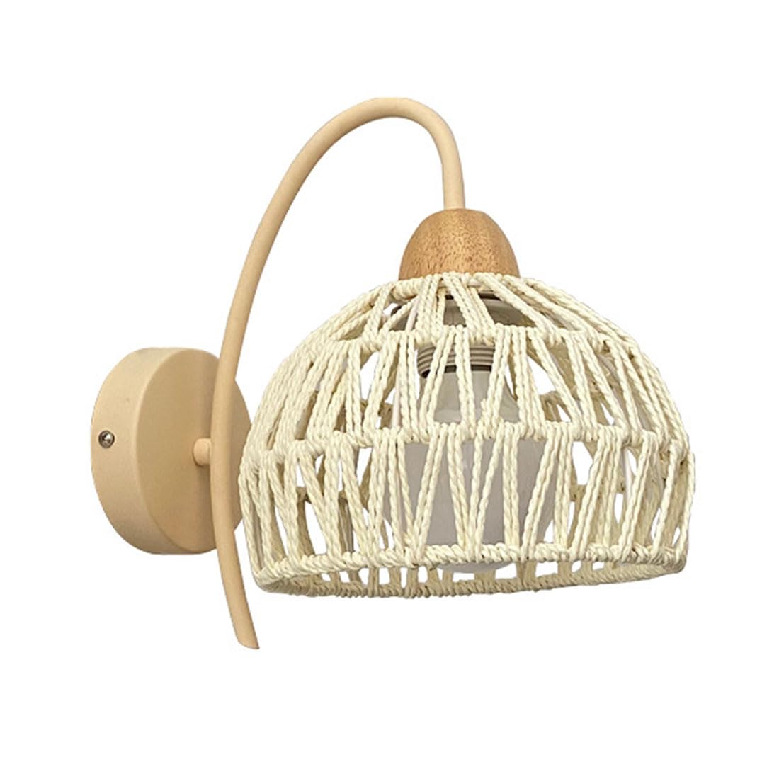 HUAYUSEDF Wall Lights Woven Natural Rattan Lampshade Art Simple Lamp E27 Holder Industrial Style Bedside Sconces Lighting Fixtures for Living Room Bedroom Corridor Staircase Restaurant