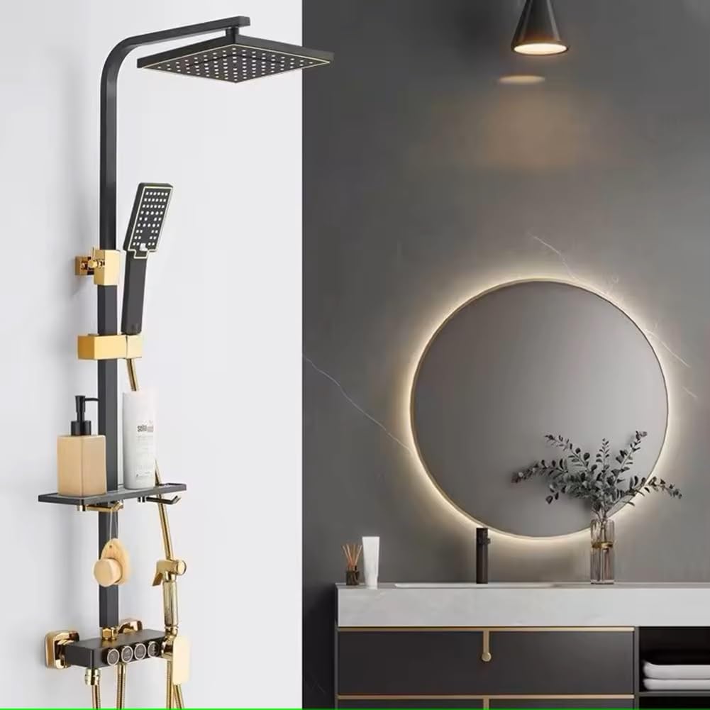 See full amazon price history chart for X-XONIER Thermostatic Shower Set with Push Switches Shower Panel with Head Shower & Hand Shower Bidet Gun and Tub Spout Black Gold X-XONIER Thermostatic Shower Set with Push Switches Shower Panel with Head Shower & Hand Shower Bidet Gun and Tub Spout Black Gold (B0D73PFKQJ) Amazon Price History, Amazon Price Tracker