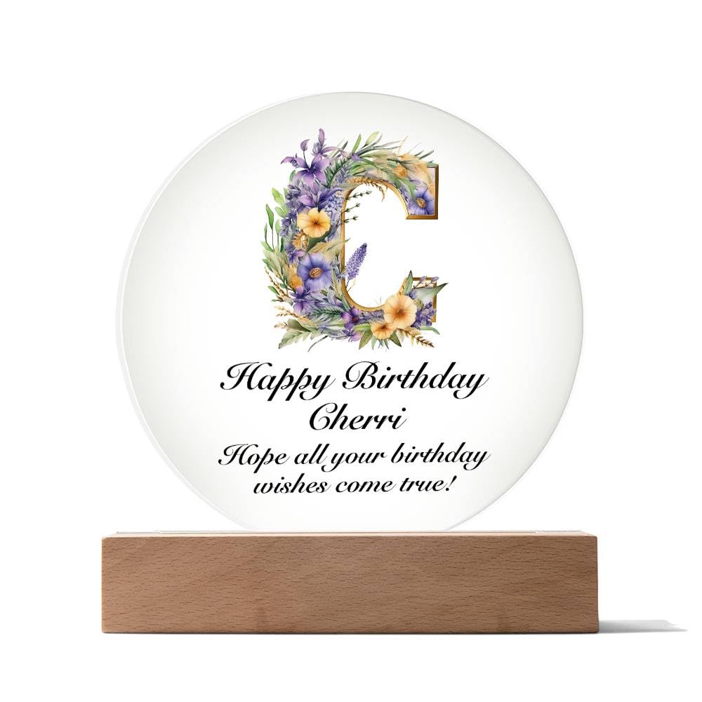Amazon.com: Happy Birthday Cherri v02 - Circle Acrylic Plaque