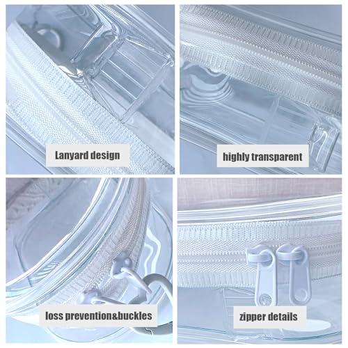 Image of Clear Doll Case with Keychain and Adjustable Strap, Waterproof Crossbody Bag for Blind Box Collectibles - Dustproof PVC Display Cover (Transparent, 6.9inch /17.5cm)