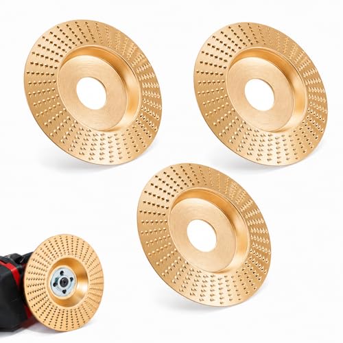 Image of 3 PCS Wood Grinding Disc Set for Angle Grinder,Tungsten Carbide Wood Carving Wheel Attachments for 4 inch&4.5 inch Grinders,Wood Shaping Sanding Polishing Grinding Disc Woodworking Surface Finishing (beveled)