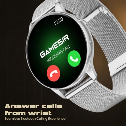 Image of GameSir Evo Vista Smartwatch, 1.39 inch HD Round Display, Bluetooth Calling, Heart Rate & SPO₂, 100+ Sports Modes, IP67, Long Battery Life for Men & Women (Millanese Silver)