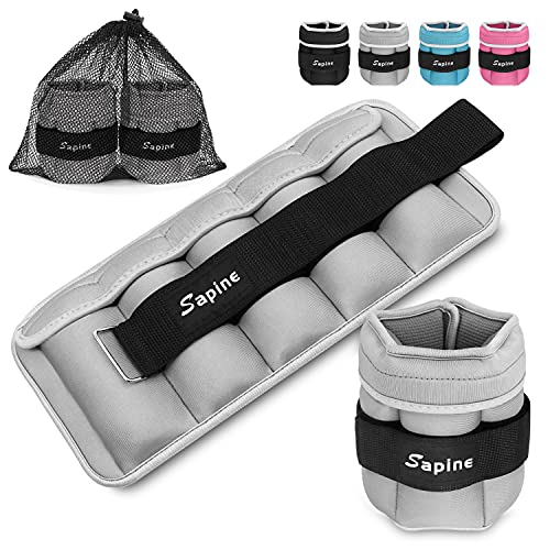 Sapine 1 Pair 4 6 10 15 Lbs Adjustable Ankle Weights Set with Carry Bag for Women Men Kids, Strength Training Ankle Weights Sets for Gym, Fitness Workout, Running, Lifting (Grey, 7.5 lbs Each (Total: 15 LBS)