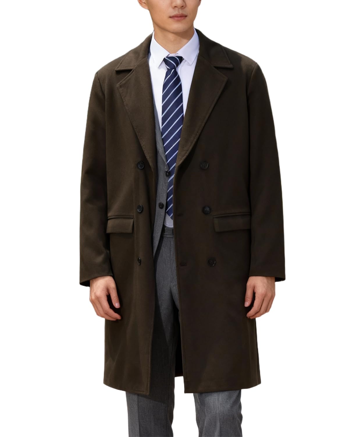 Inotenka Men's Chester Coat, Suit Coat, Cold Protection, Windproof, Thick, Long Coat, Large Size, Wool Coat, Warm, Trench Coat, Slim, Business, Commuting, Stylish, Autumn, Winter Wear