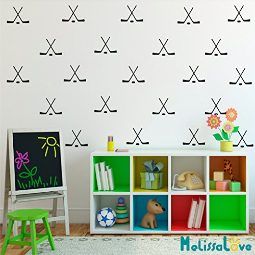 Set de 36 Vinilos Decorativos de Hockey en Negro miniatura 3