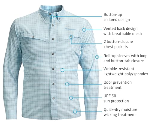 Whitewater Lightweight Moisture Wicking Long Sleeve Fishing Shirt with UPF 50 (X-Large, Blue Plaid) by Whitewater - Used condition - Image 3