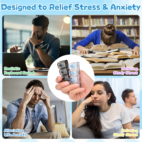 2 Stück Fidget Tastatur Spielzeug, Fidget Toys Erwachsene mit LED Licht, Lustige Tastatur Schlüsselanhänger Clicker für Stressabbau Erwachsene Kinder Büro Schule Reisen
